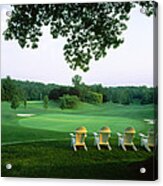 Adirondack Chairs In A Golf Course Acrylic Print
