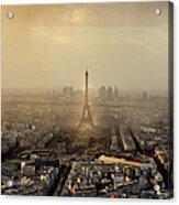 Aerial View Of Paris And Eiffel Tower Acrylic Print