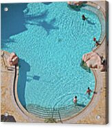 Aerial View Of People In Curved Pool Acrylic Print