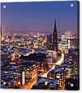 Aerial View Of The Hamburg Skyline At Acrylic Print