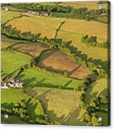 Aerial View Over Farms Fields Summer Acrylic Print