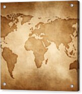 Aged Style World Map, Paper Texture Background Acrylic Print