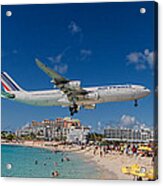 Air France Low Approach At St. Maarten Acrylic Print