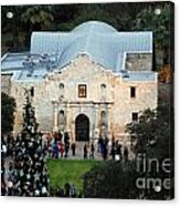 Alamo Entrance High Angle View At Christmas In San Antonio Texas Acrylic Print