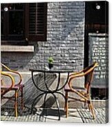 Alfresco Restaurant Table Cane Chairs And Chalkboard Menu Shanghai China Acrylic Print