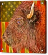 American Bison Headshot Flag Glow Acrylic Print