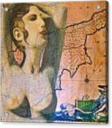 Ancient Cyprus Map And Aphrodite Acrylic Print