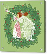Angel With Christmas Wreath Acrylic Print