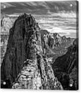 Angel's Landing In Black And White Acrylic Print