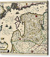 Antique Map Of Estonia Latvia And Lithuania By Willem Janszoon Blaeu - 1647 Acrylic Print