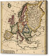 Antique Map Of Europe By Fielding Lucas - Circa 1817 Acrylic Print