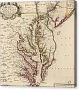 Antique Map Of Maryland And Virginia By John Senex - 1719 Acrylic Print