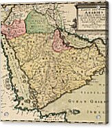 Antique Map Of Saudi Arabia And The Arabian Peninsula By Nicolas Sanson - 1654 Acrylic Print