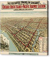 Antique Railroad Map of Chicago - 1897 Acrylic Print