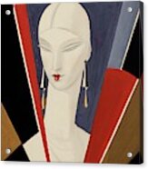 Art Deco Vogue Cover Of A Woman's Head Acrylic Print