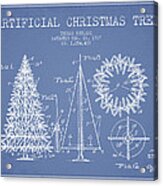 Artifical Christmas Tree Patent From 1927 - Light Blue Acrylic Print