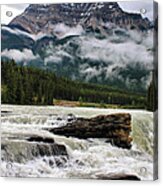 Athabasca Falls And Kerkeslin Mountain Acrylic Print