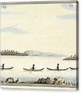Australian Aborigines In Canoes, Artwork Acrylic Print