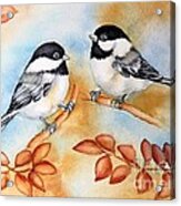 Autumn Chickadees Acrylic Print