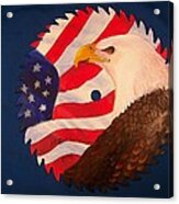 Bald Eagle And American Flag Acrylic Print