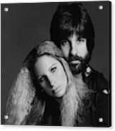 Barbra Streisand With Hair Stylist Jon Peters Acrylic Print