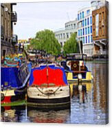Barges On The Canal Acrylic Print