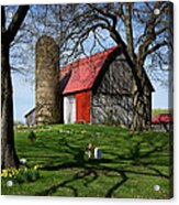 Barn With Silo In Springtime Acrylic Print