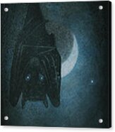 Bat With Crescent Moon Acrylic Print
