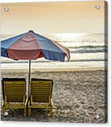 Beach Chairs, Kuta Beach, Bali Acrylic Print