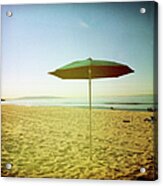 Beach Umbrella On Sand Acrylic Print