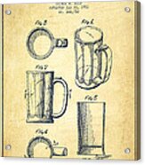 Beer Mug Patent Drawing From 1951 - Vintage Acrylic Print