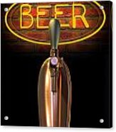 Beer Tap Single With Neon Sign Acrylic Print
