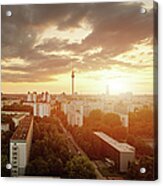 Berlin Skyline At Sunset With Acrylic Print