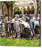 Bikes Waiting For Their Owners Acrylic Print