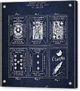 Billings Playing Cards Patent Drawing From 1873 - Navy Blue Acrylic Print
