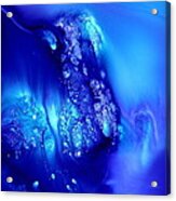 Blue Abstract Art Dancing Crystals By Kredart Acrylic Print