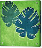 Blue And Green Palm Leaves Acrylic Print
