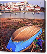 Blue Boat At Ferragudo, Algarve Acrylic Print