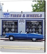 Blue Cadillac At Tires & Wheels Acrylic Print