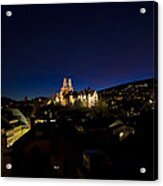 Blue Hour Of The Chateau And Collegiale Of Neuchatel Switzerland Acrylic Print