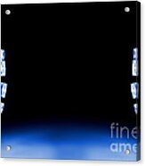 Blue Led Lights Both Sides Of The Image With Space For Text Acrylic Print
