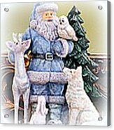 Blue Santa With Animal Friends Acrylic Print