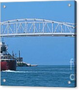 Blue Water Bridge And Freighters Acrylic Print