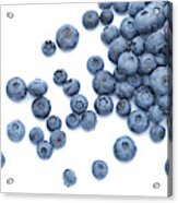 Blueberries Scattered On White Background Acrylic Print
