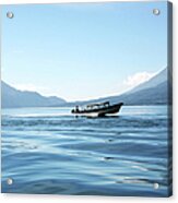 Boat At Full Speed On Lake Atitlan In Acrylic Print