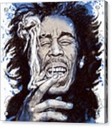 Bob Marley colour drawing art poster Wood Print by Kim Wang