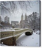 Bow Bridge Central Park In Winter Acrylic Print