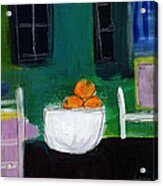 Bowl Of Oranges- Abstract Still Life Painting Acrylic Print