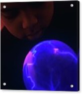 Boy Watching A Plasma Globe Acrylic Print