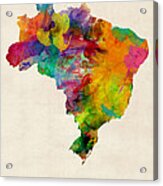 Brazil Watercolor Map Acrylic Print